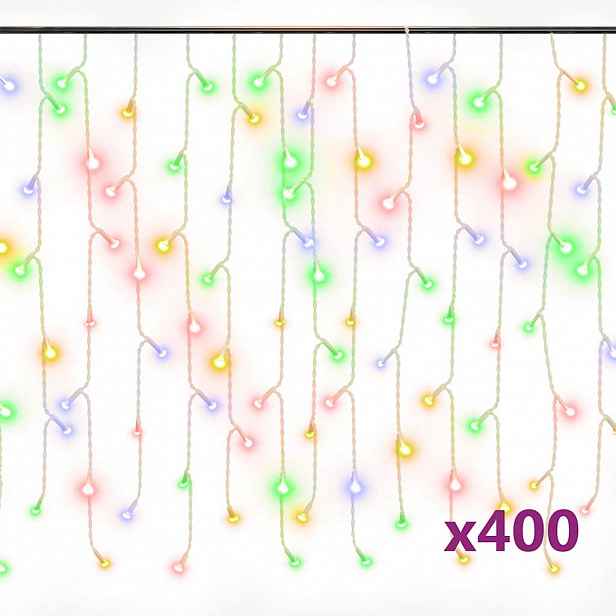 vidaXL LED světelný závěs rampouchy 10m 400 LED pestrobarevný 8 funkcí