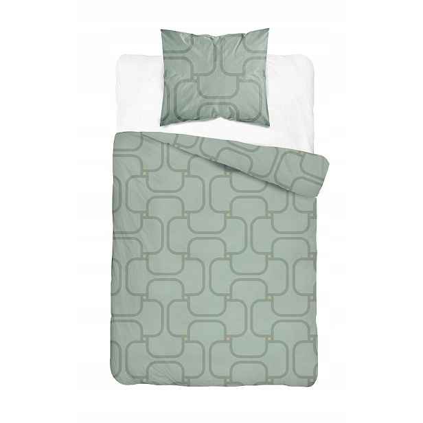 Povlečení 140x200 zelené s geometrickým vzorem Home Satin