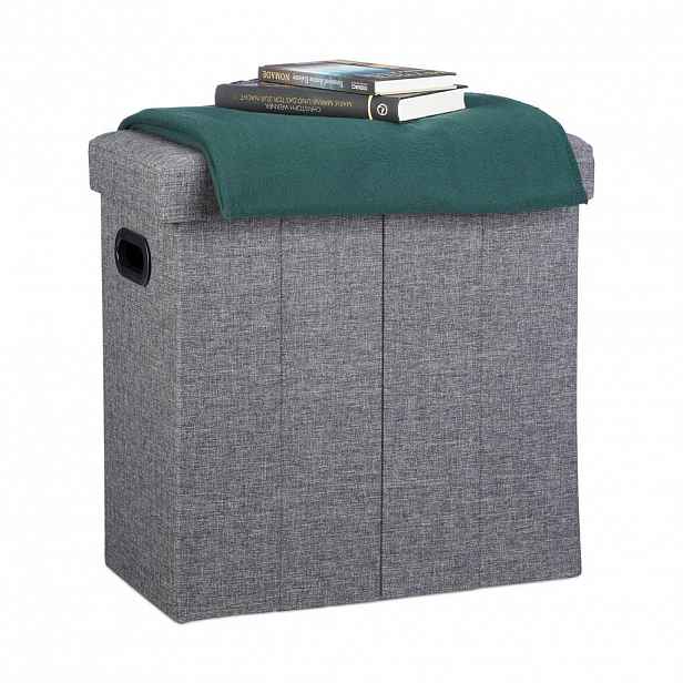 Relaxdays TABURET Tmavě šedá skládací s úložným prostorem 49,5 cm
