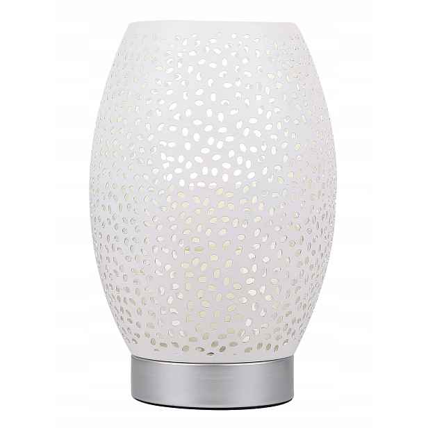 Stolní lampa noční kovová, bílá, stříbrná do ložnice obývacího pokoje Candellux