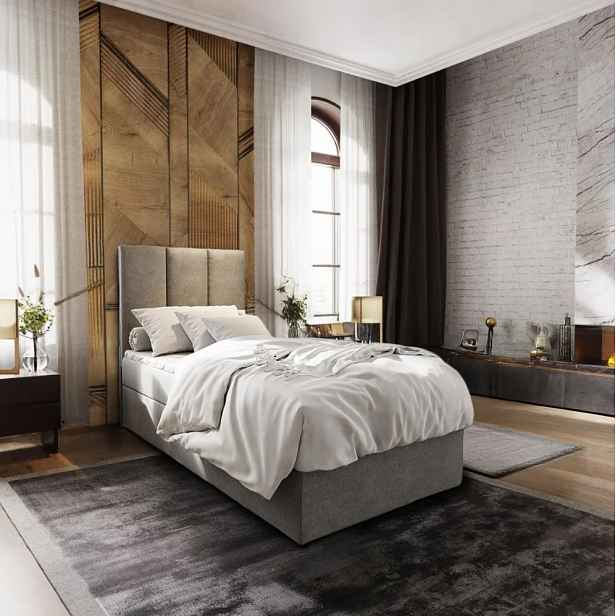 Čalouněná postel boxspring MERALIS 100x200 cm šedá Matrace: Matrace Bonell pružinová