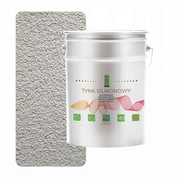 Silikonová Fasádní Omítka Zesílená, Teplá Šedá 1.5 MM, Trvanlivá, 25 Kg