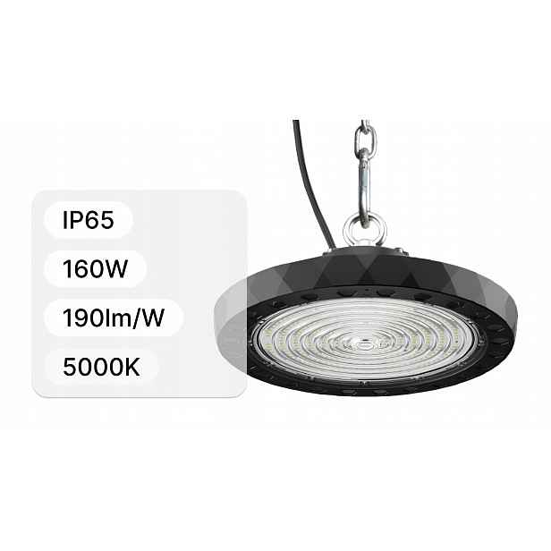 Výkonná skladovací lampa 160W 190lm/W 5000K CRI>70 60-90-120st IP65
