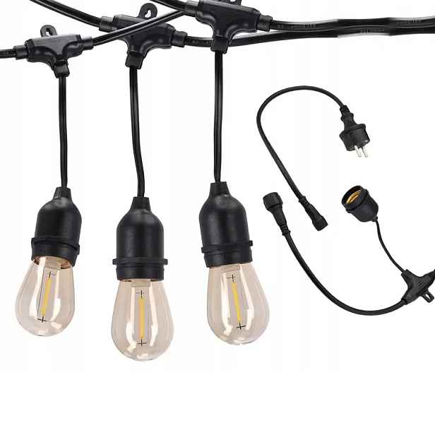 Ledlight Zahradní girlanda Síťová světla Žárovky E27 Vyměnitelné Závěsné 20 m
