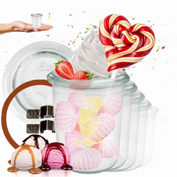 Sklenice Weck 160 ml zavařeniny Mold žáruvzdorné džemové uzávěry víko gumička 6 Ks