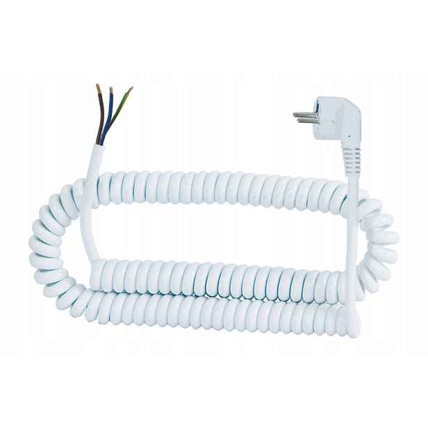 Spirálový připojovací kabel s úhlovou zástrčkou 3x1,5 mm2 roztažitelný do 5 m