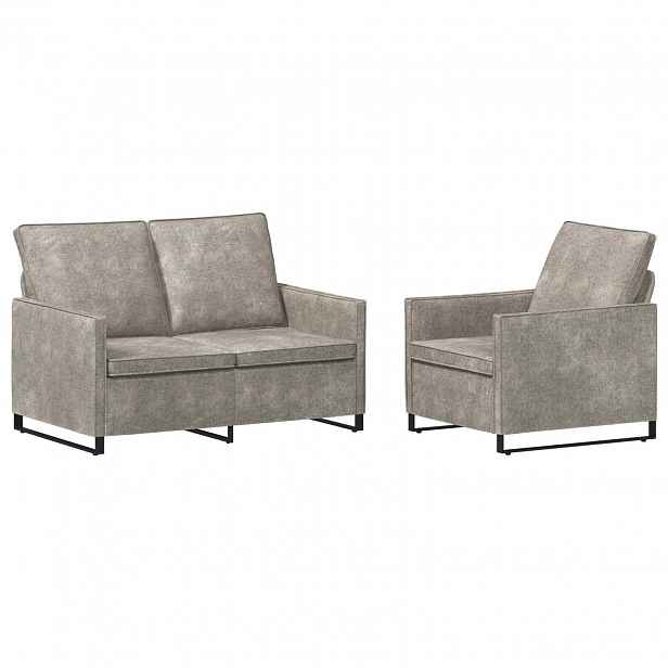 vidaXL Set pohovek 2 pcs Světle šedá Umělý semiš