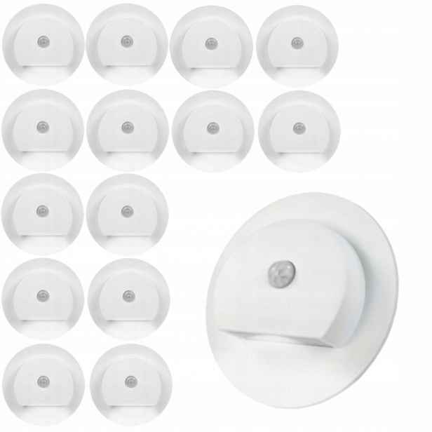 15X Schodišťová Lampa Bílá Led 230V Senzor Pohybu Soumraku Neutrální Barva