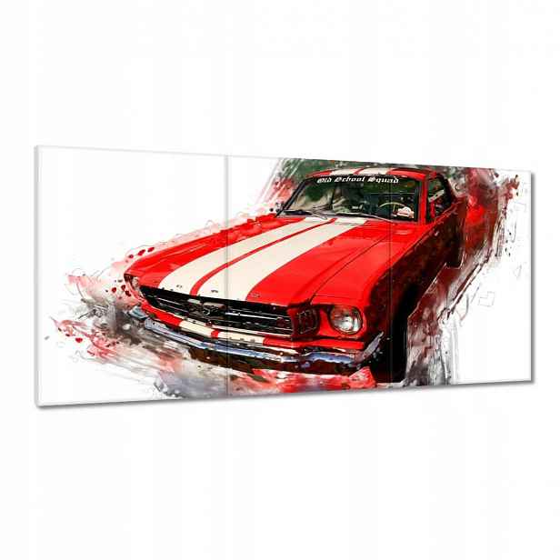 Obrazy 180x90 Červený Ford Mustang Usa Old School Squad