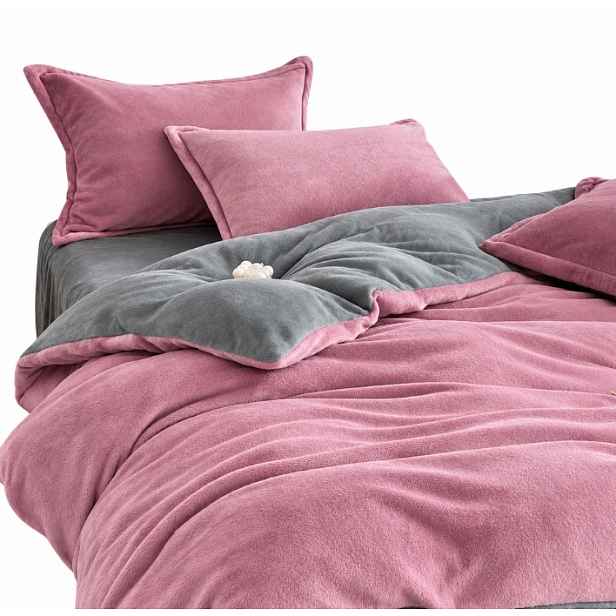 Sada Povlečení Z Fleecu A Plyše 200x220 2x 70x80 Velur Teplé Měkké