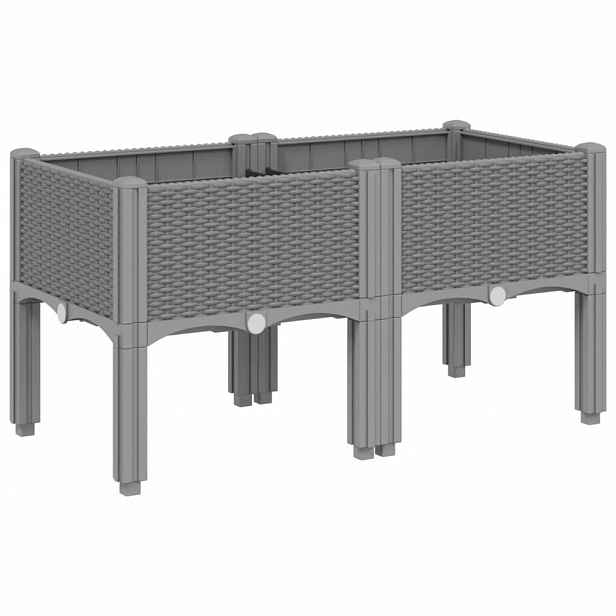 vidaXL Zahradní truhlík s nohami světle šedý 80 x 40 x 42 cm PP