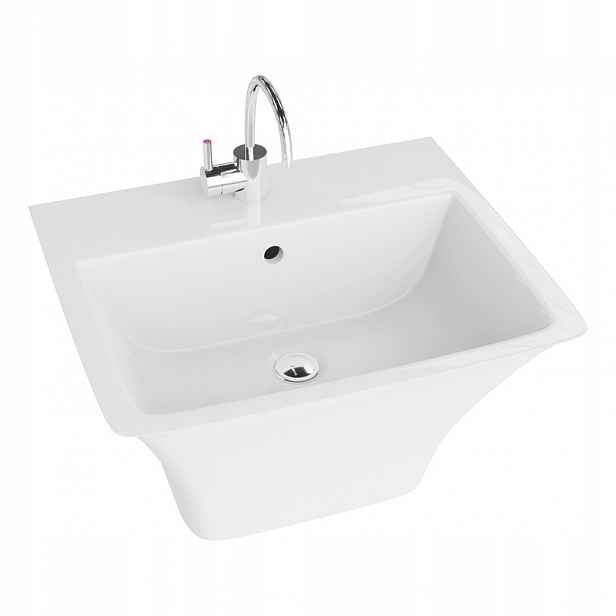 Závěsné umyvadlo Ribera s přepadem, bílá porcelánová barva, kód LT-041G