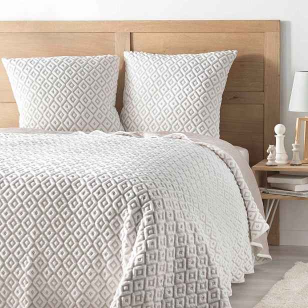 Bílý/béžový set přehozu a povlaku na polštář jersey 240x260 cm Joana – douceur d'intérieur