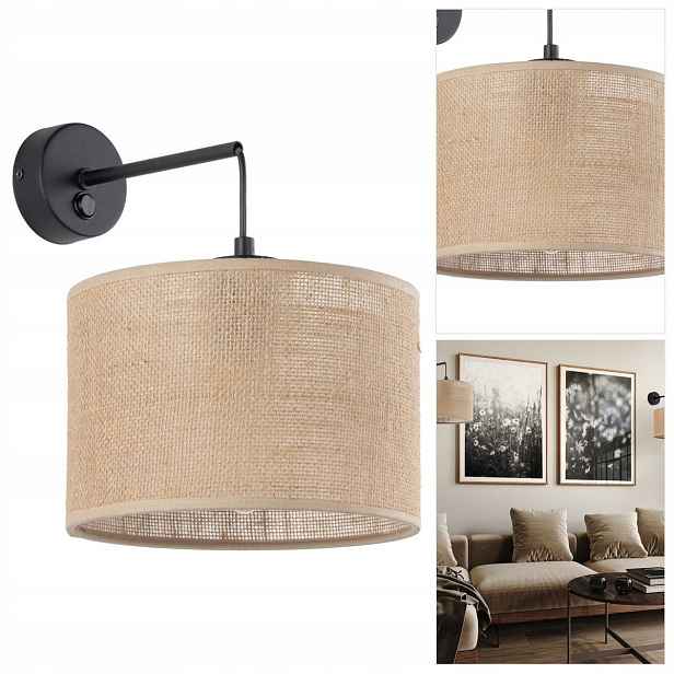 Černá nástěnná Juta vintage v předsíni s přirozeným světlem Tk Lighting