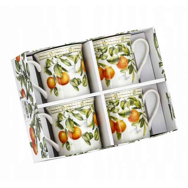 Sada 4 porcelánových hrnků 320 ml na čajovou kávu pomeranče oranges hrnek