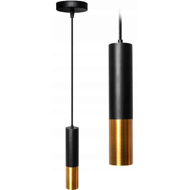 Závěsná lampa Metal Loft Black Černá Zlatá Tuba