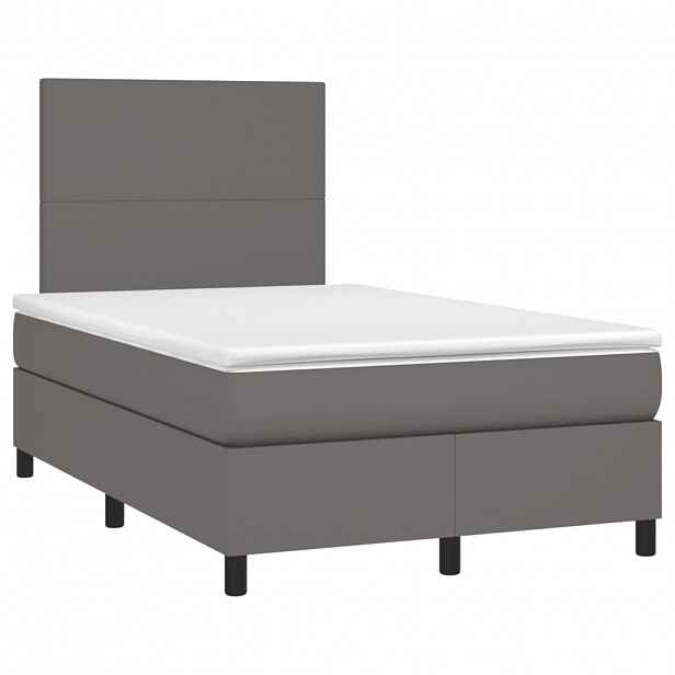 vidaXL Box spring postel s matrací šedá 120x190 cm umělá kůže