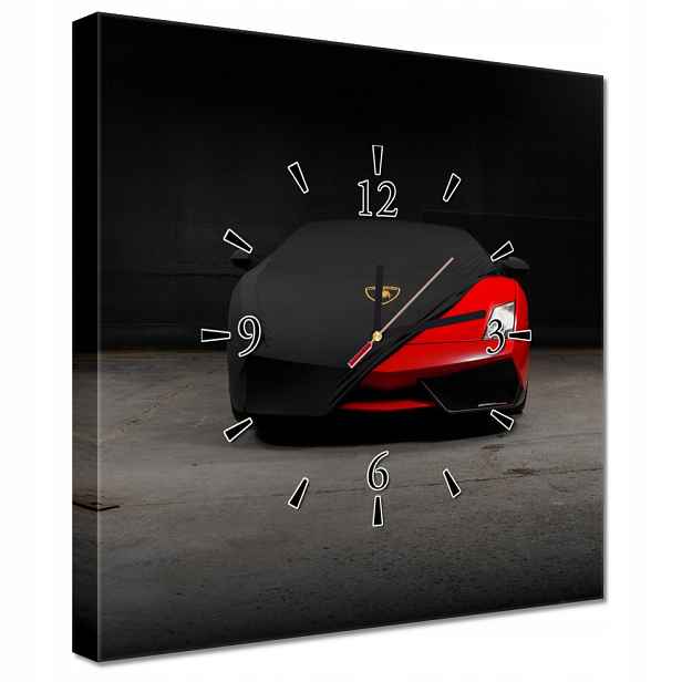 Nástěnné hodiny 40x40 Červené auto