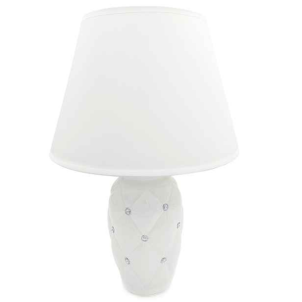 Noční Lampa Bílá S Krystaly, Prošívaná Stolní Lampička