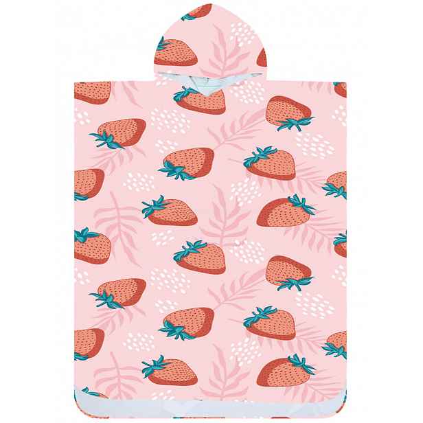 Plážové pončo STRAWBERRIES růžové 80x145 cm