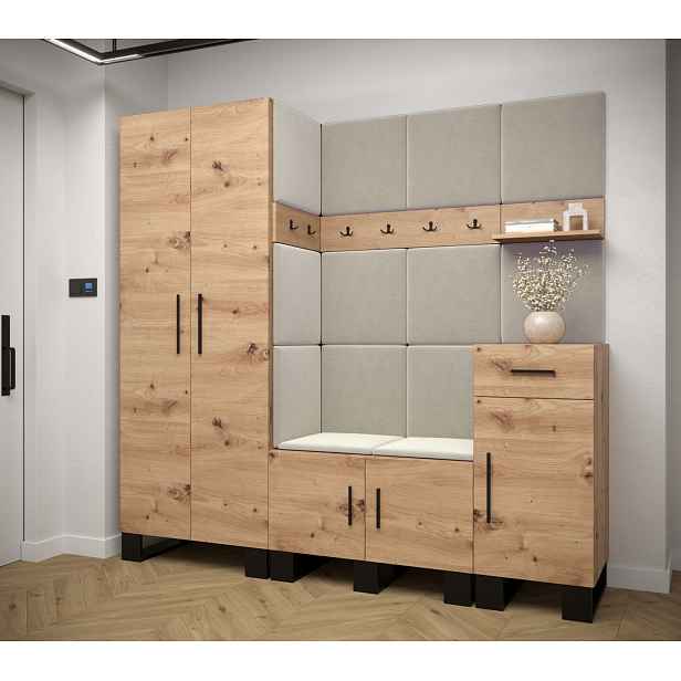 Předsíňová sestava RUMIE 1 - dub artisan, béžové panely