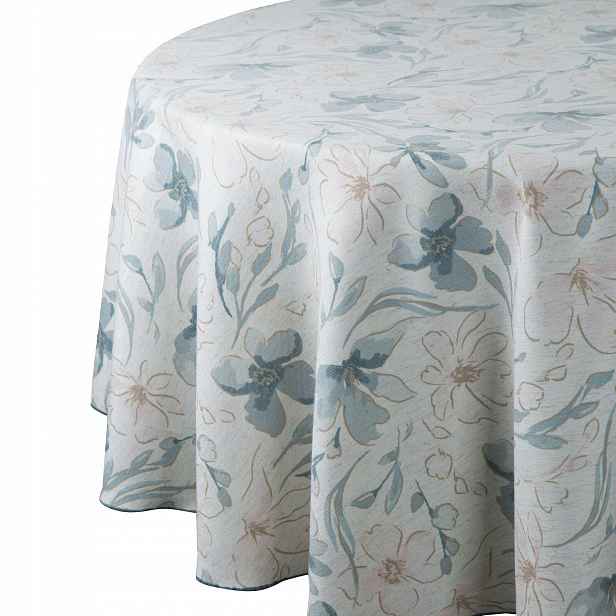 Ubrus Ines 10 150 cm přírodní květiny kulatý dekorativní na stůl Boho