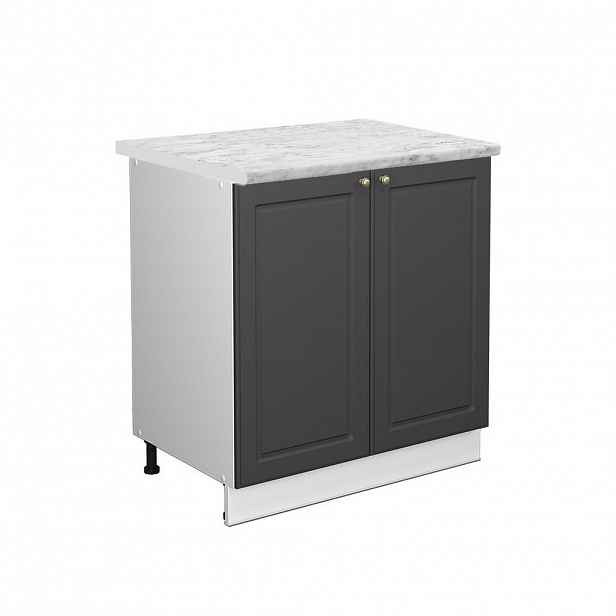 Vicco SPODNÍ SKŘÍŇKA KUCHYŇSKÉ LINKY Fame-Line, Antracitový vysoký lesk/Bílá, 80 cm pracovná doska Mramor