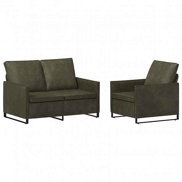 vidaXL Set pohovek 2 pcs Armádně zelená Umělý semiš