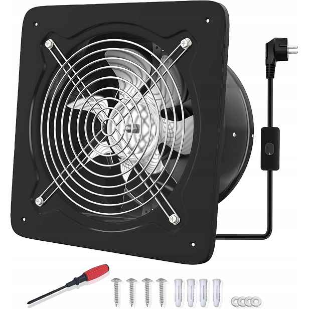 Výstupní ventilátor 150 mm Tichý s zpětným ventilem 525 m³/h černý