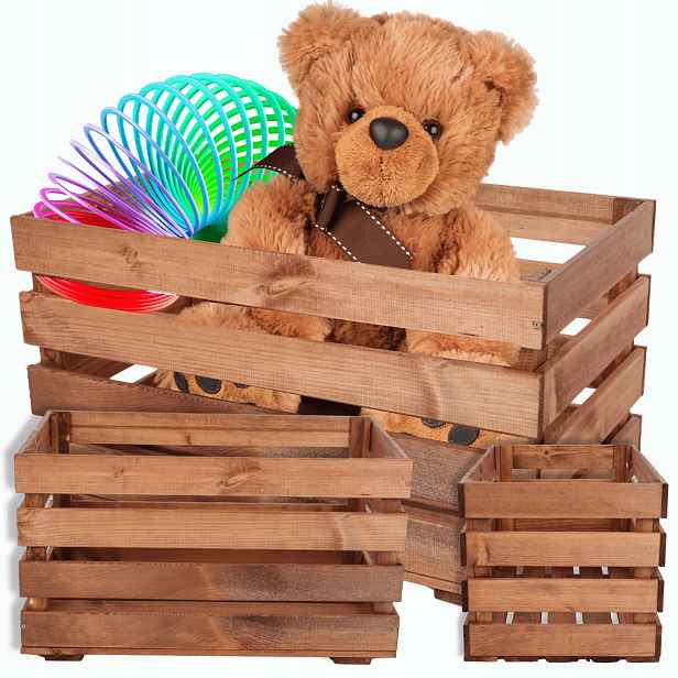 Krabice na hračky dřevěné boxy na zeleninu 64x38 cm Velká modulární