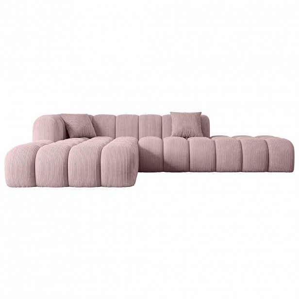 ALTDECOR ROHOVÁ SEDACÍ SOUPRAVA s otomanem vlevo OLEA-L2 – 289 × 176 × 71 cm, růžová