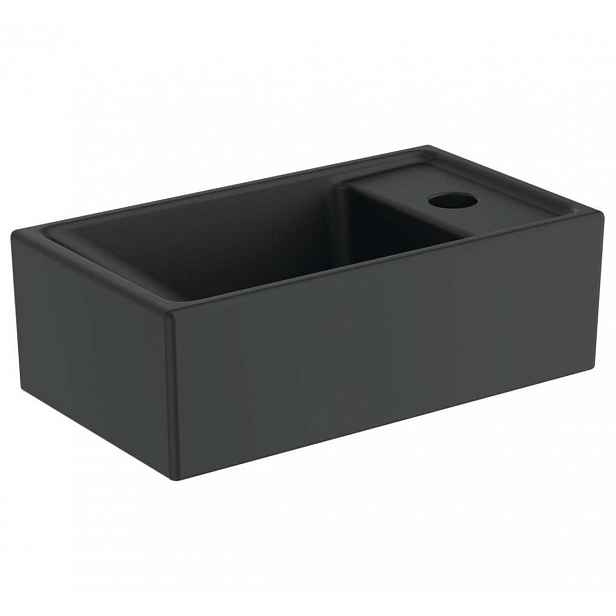 Ideal Standard Tempo - Umývátko 37x21 cm, bez přepadu, otvor pro baterii vpravo, černá E2112V3