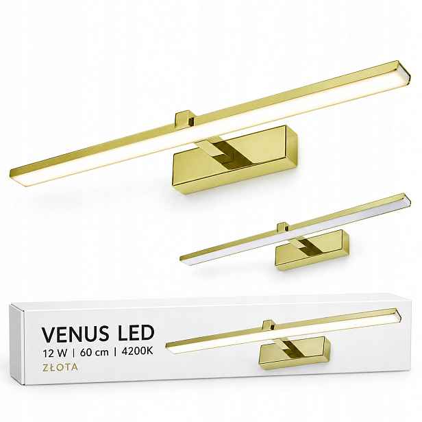 Lampa do zrcadla Venus 60 cm 12W zlatá Led 840lm neutrální 4200K IP44 nástěnná