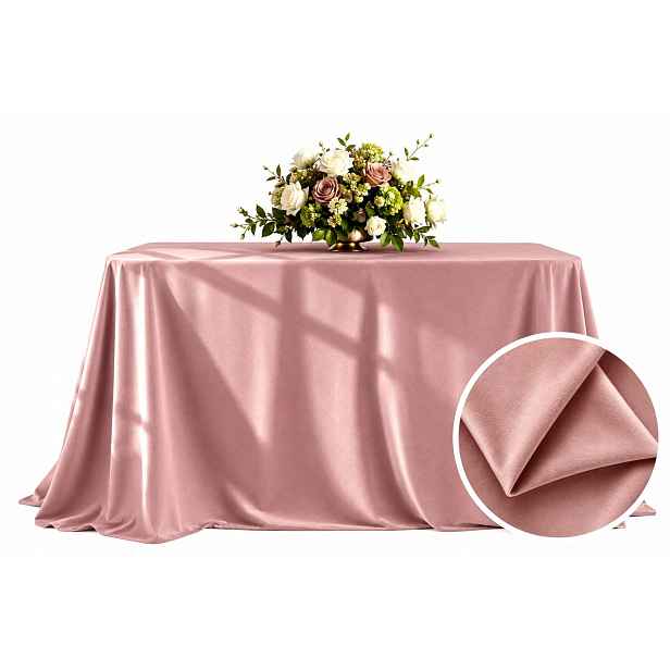 Matový Ubrus Velur pudrově růžový na stůl 230x230 cm