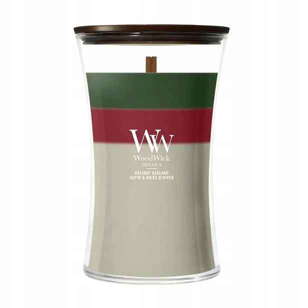 Velká svíčka Trilogy Holiday Garland WoodWick