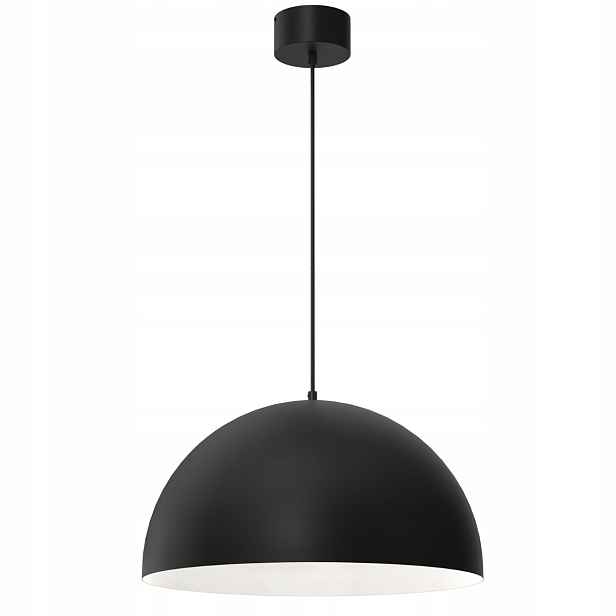 Závěsná lampa černá bílá kulatá 50 cm do jídelny obývacího pokoje nad stůl Luminex