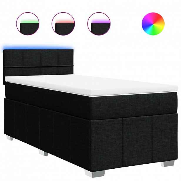 vidaXL Box spring postel s matrací černá 80 x 200 cm textil