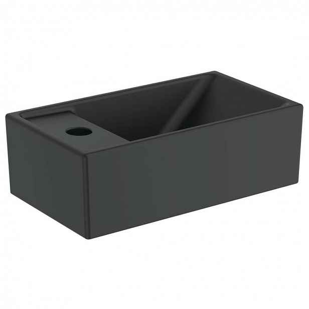 Ideal Standard Tempo - Umývátko 37x21 cm, bez přepadu, otvor pro baterii vlevo, černá E2113V3