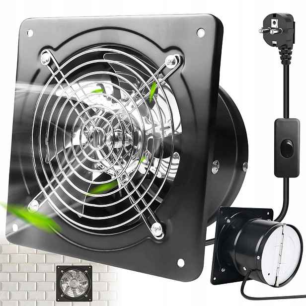 Odsávací Ventilátor 150 MM Černý 525 M3/H Zpětná Klapka Do Koupelny