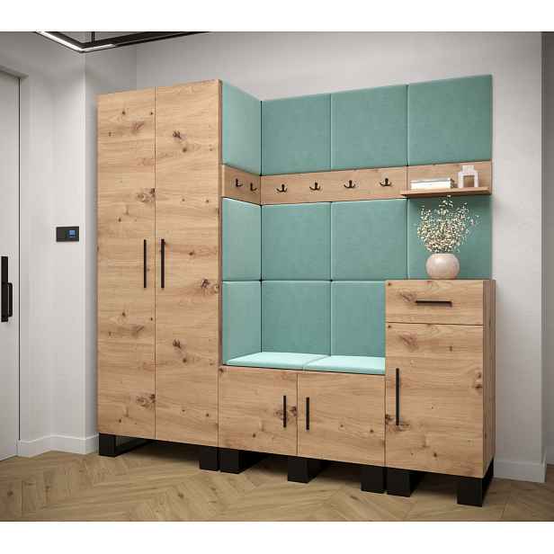 Předsíňová sestava RUMIE 1 - dub artisan, mátové panely