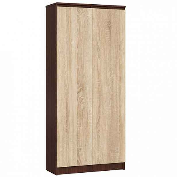 Skříň 80 cm CLP 2 dvířka 8 poliček wenge/dub sonoma