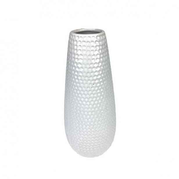 Váza keramická válcová s důlky bílá 24,5cm