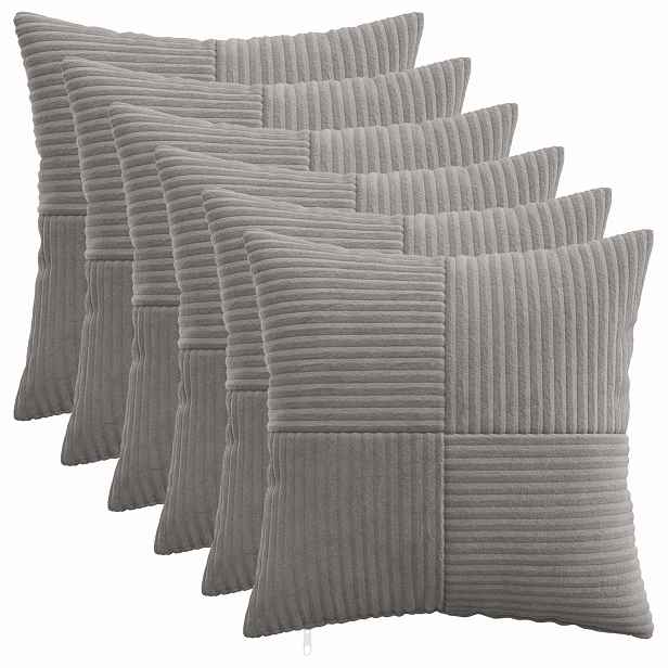 vidaXL Povlak na polštář 6 pcs ALMELO Světle šedá 30 x 30 cm manšestr