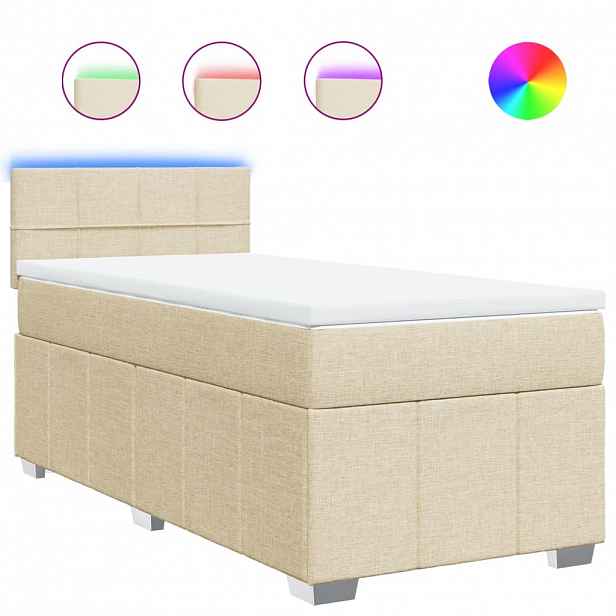 vidaXL Box spring postel s matrací krémová 80 x 200 cm textil