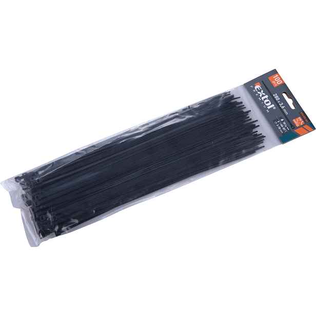 EXTOL PREMIUM Stahovací jednorázová páska 280 x 3,6mm, 100ks - černá 2996