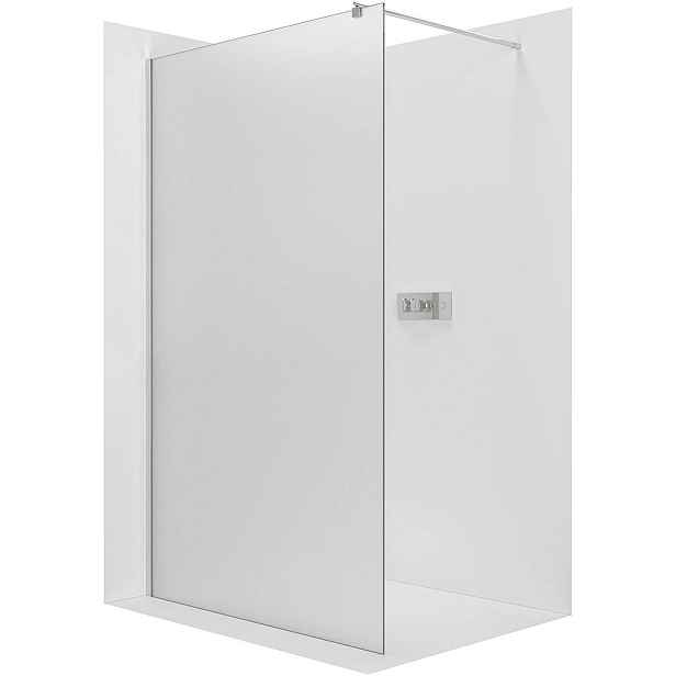 Sprchová zástěna Walk-in Onyx Round L/P - 8 mm - kulatá vzpěra - chrom, mléčné sklo - 30x200 cm