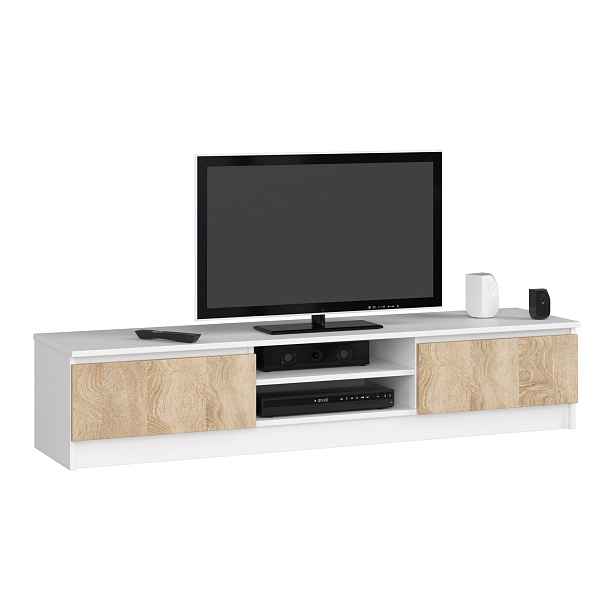 Tv stolek/skříňka Rtv 2D1P 160 cm bílá-sonoma komoda Akd
