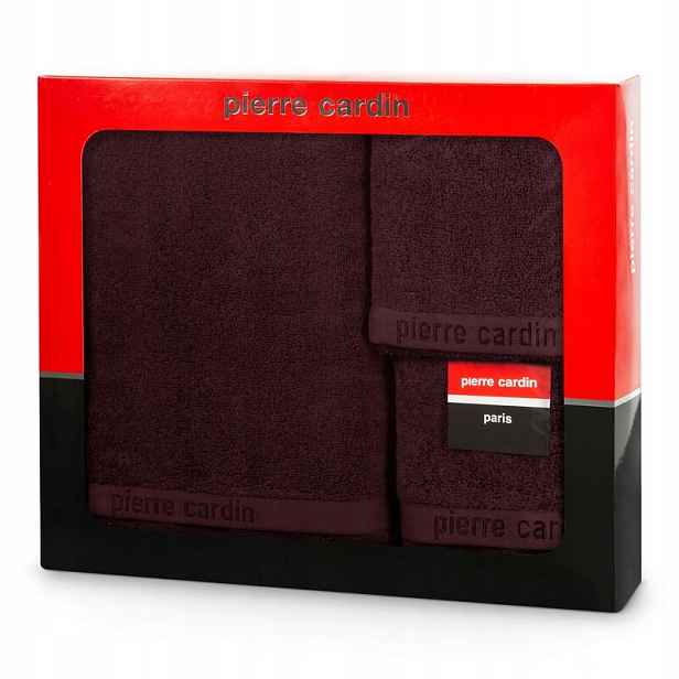 Sada ručníků v krabičce Evi 3dílná vínová 430 g/m2 Pierre Cardin