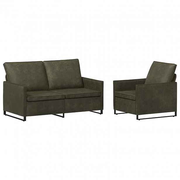 vidaXL Set pohovek 2 pcs Armádně zelená Umělý semiš