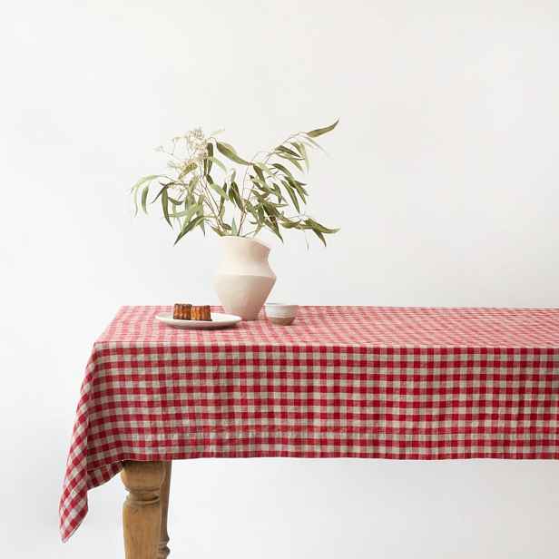 Lněný ubrus 140x350 cm Red Gingham – Linen Tales